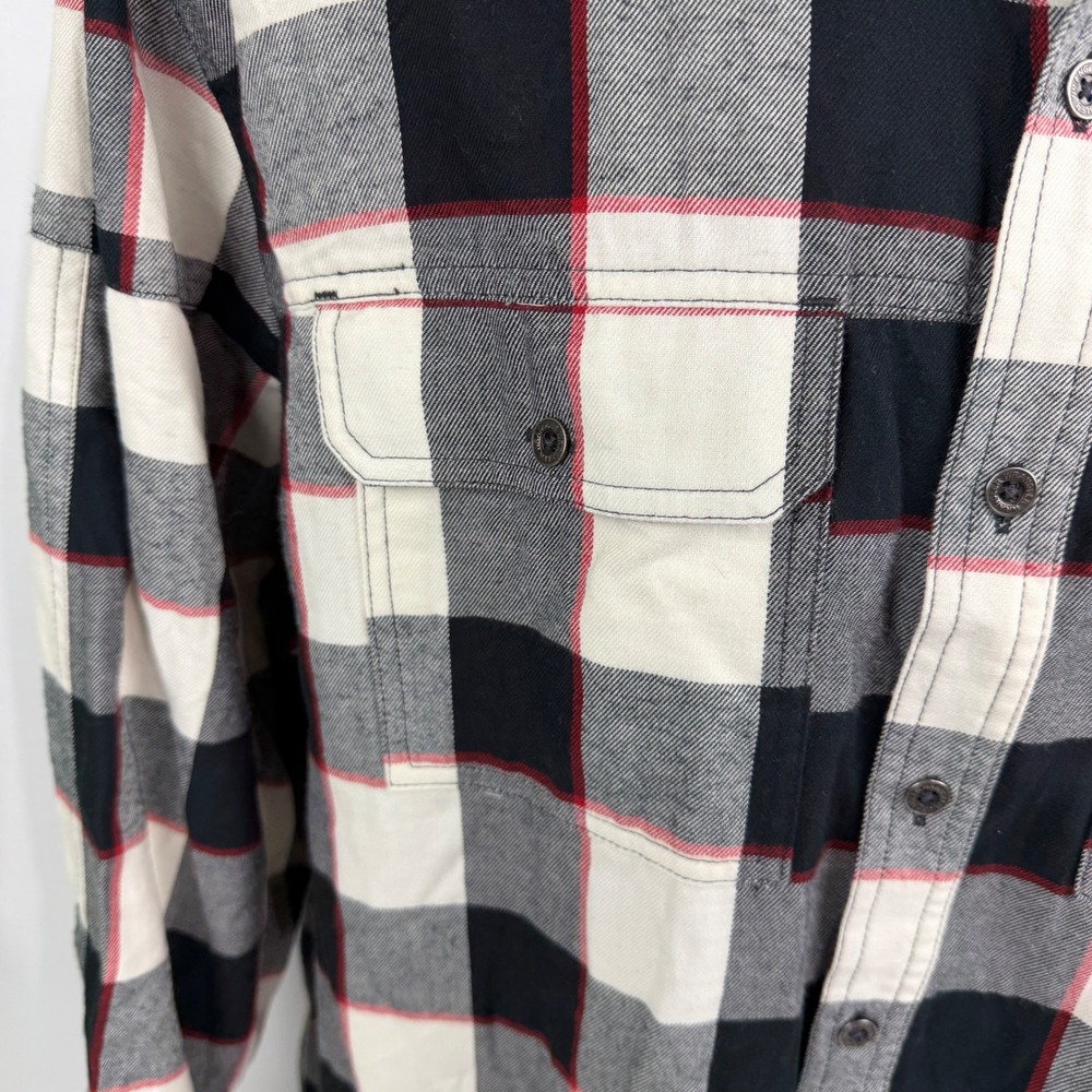 Wrangler ATG Mens XXL Plaid Flannel Shirt All Terrain Gear Elbow Patch Black Red - Picture 9 of 14